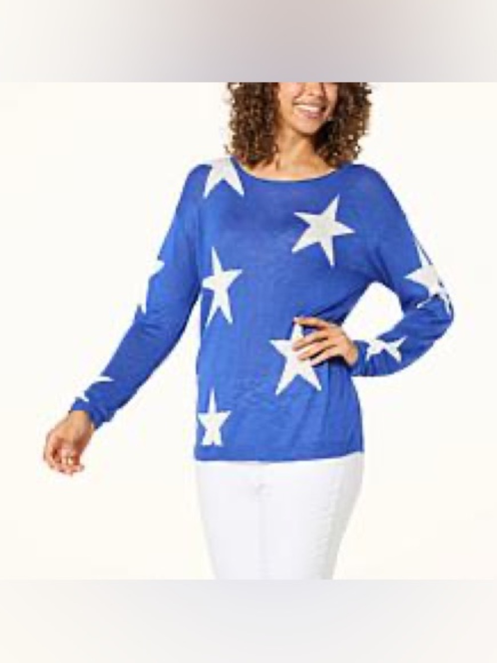 G by Giuliana Seaside Summer Knit Royal Blue Star Sweater